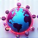 Game Localization Icon showing a globe with multiple language symbols