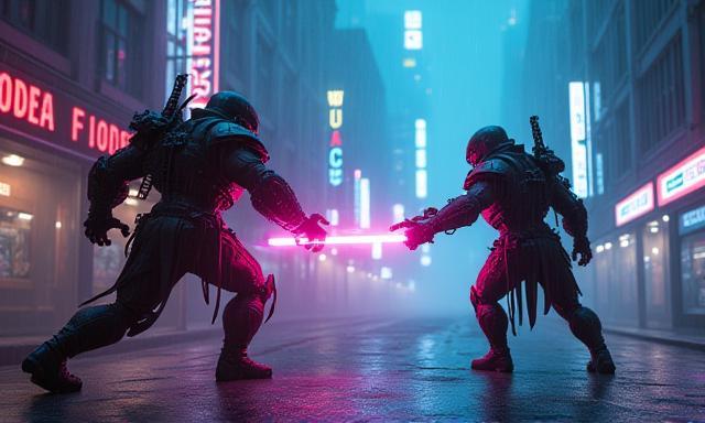 Epic battle scene from CyberRonin Saga PC/Console Game